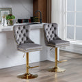Thick Golden Swivel Velvet Barstools with Adjustable Seat Height