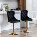Thick Golden Swivel Velvet Barstools - Set of 2