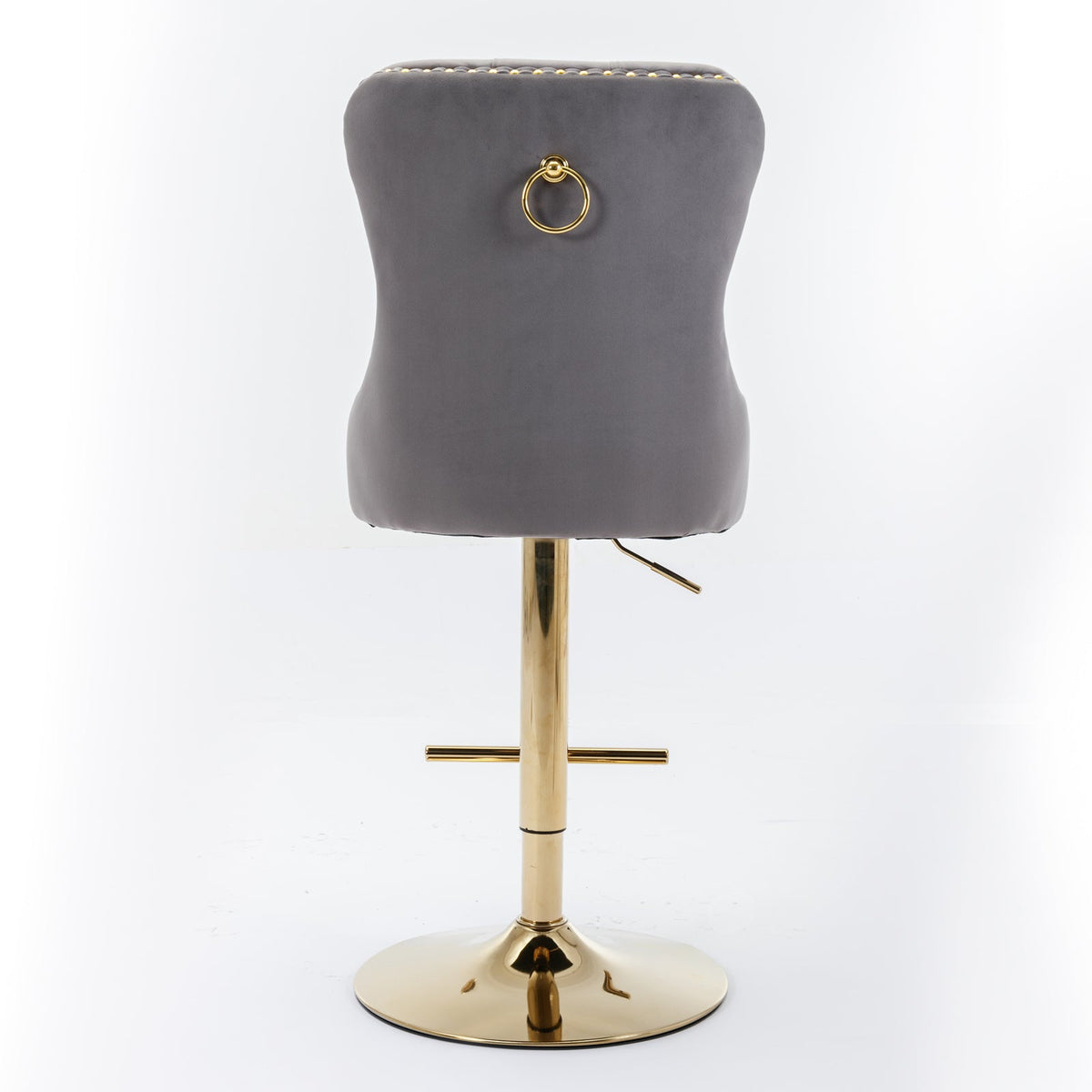 Thick Golden Swivel Velvet Barstools with Adjustable Seat Height