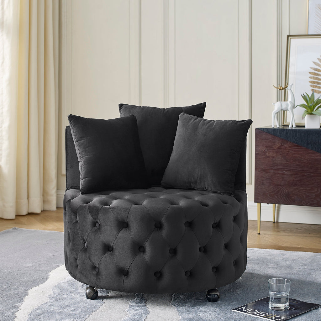 Velvet Upholstered Swivel Chair for Living Room