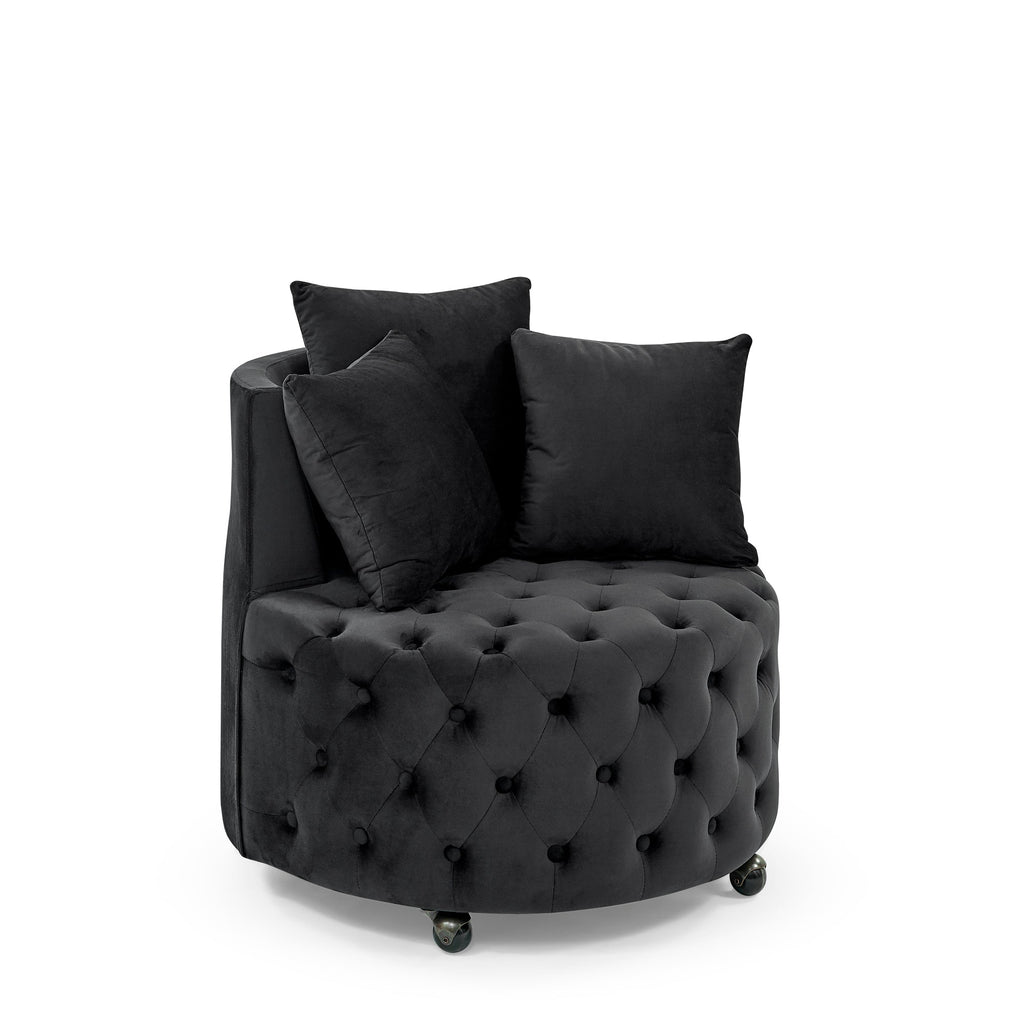 Velvet Upholstered Swivel Chair for Living Room