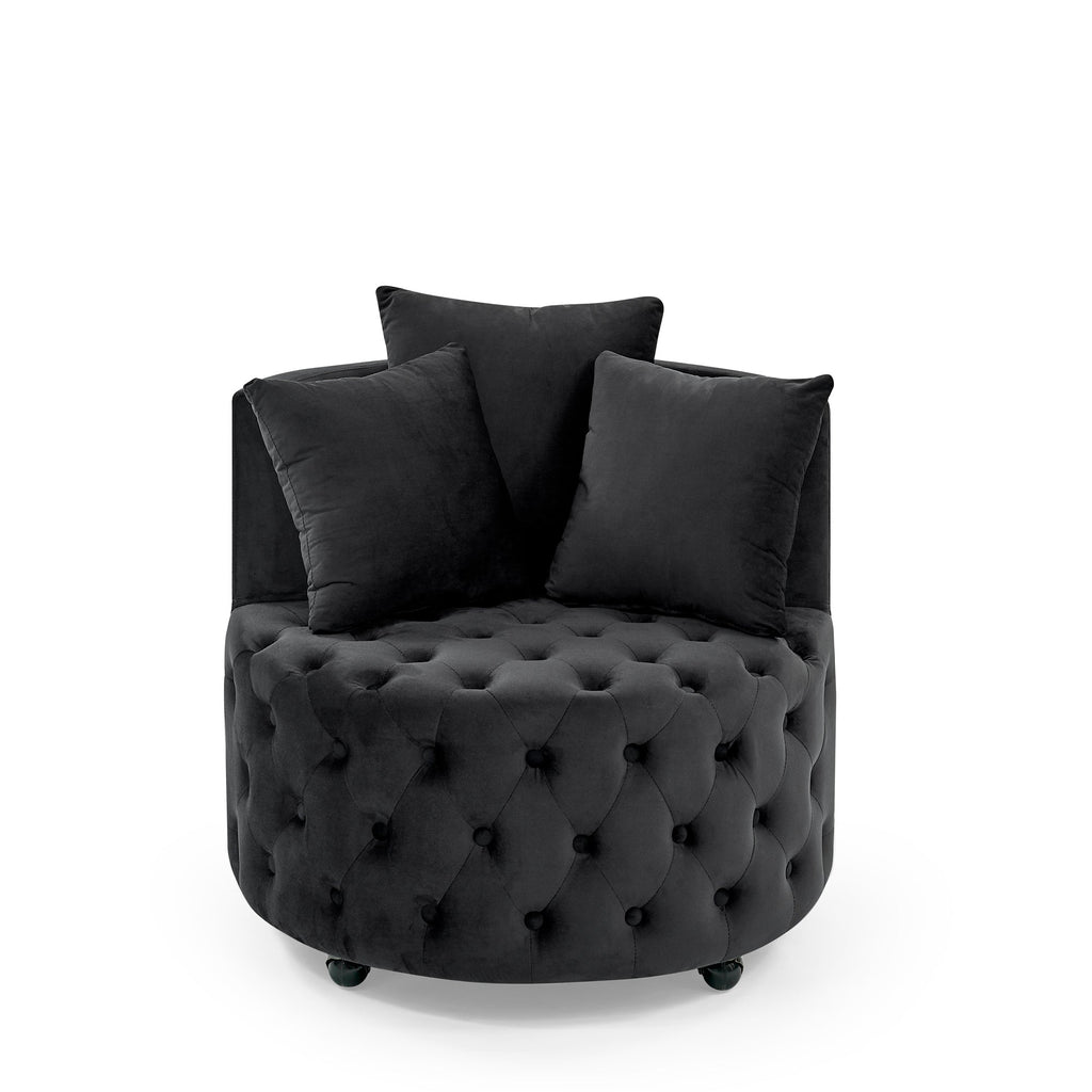 Velvet Upholstered Swivel Chair for Living Room