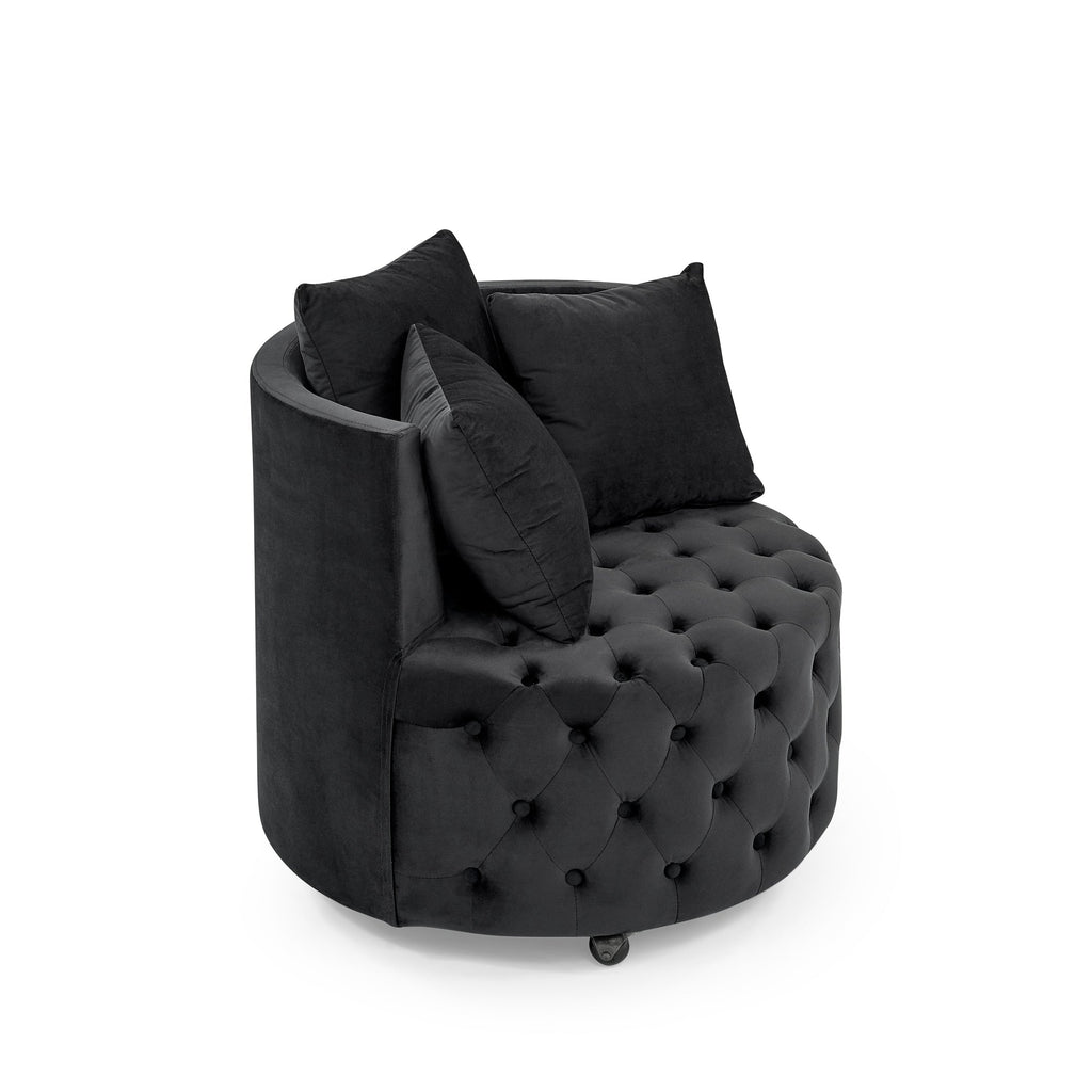 Velvet Upholstered Swivel Chair for Living Room