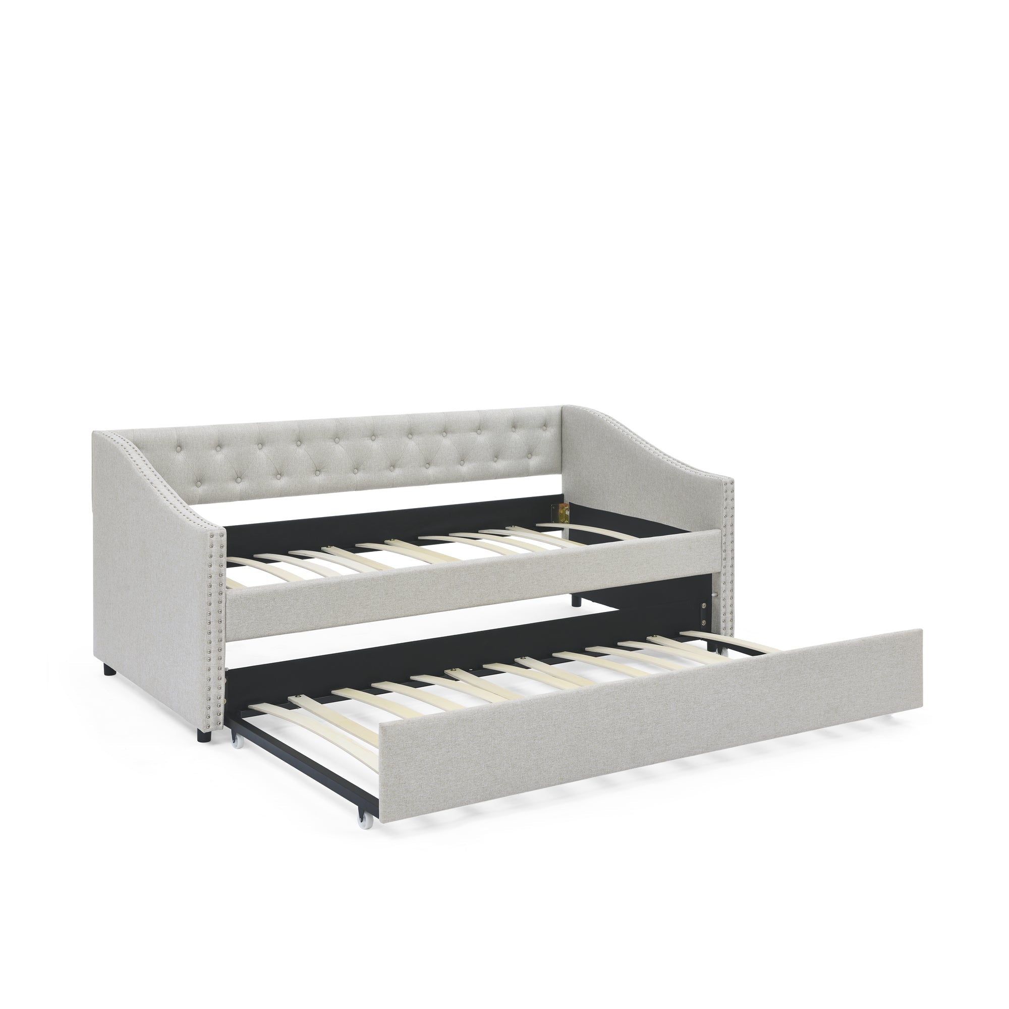 Twin Size Upholstered Daybed with Twin Size Trundle