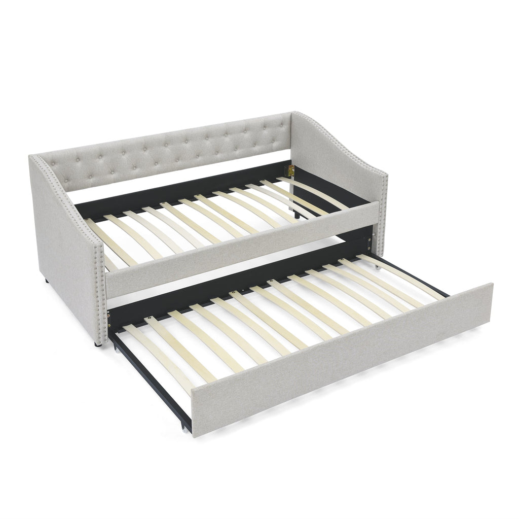 Twin Size Upholstered Daybed with Twin Size Trundle