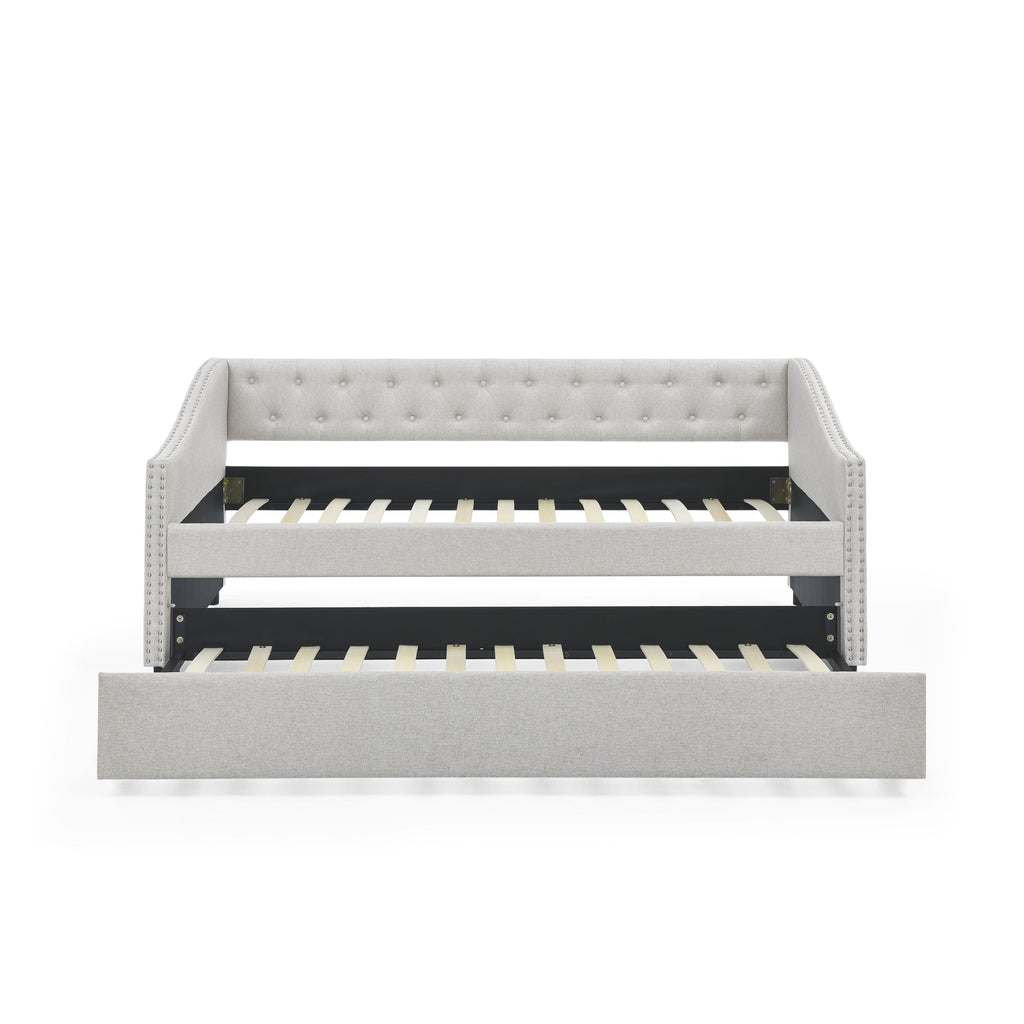 Twin Size Upholstered Daybed with Twin Size Trundle