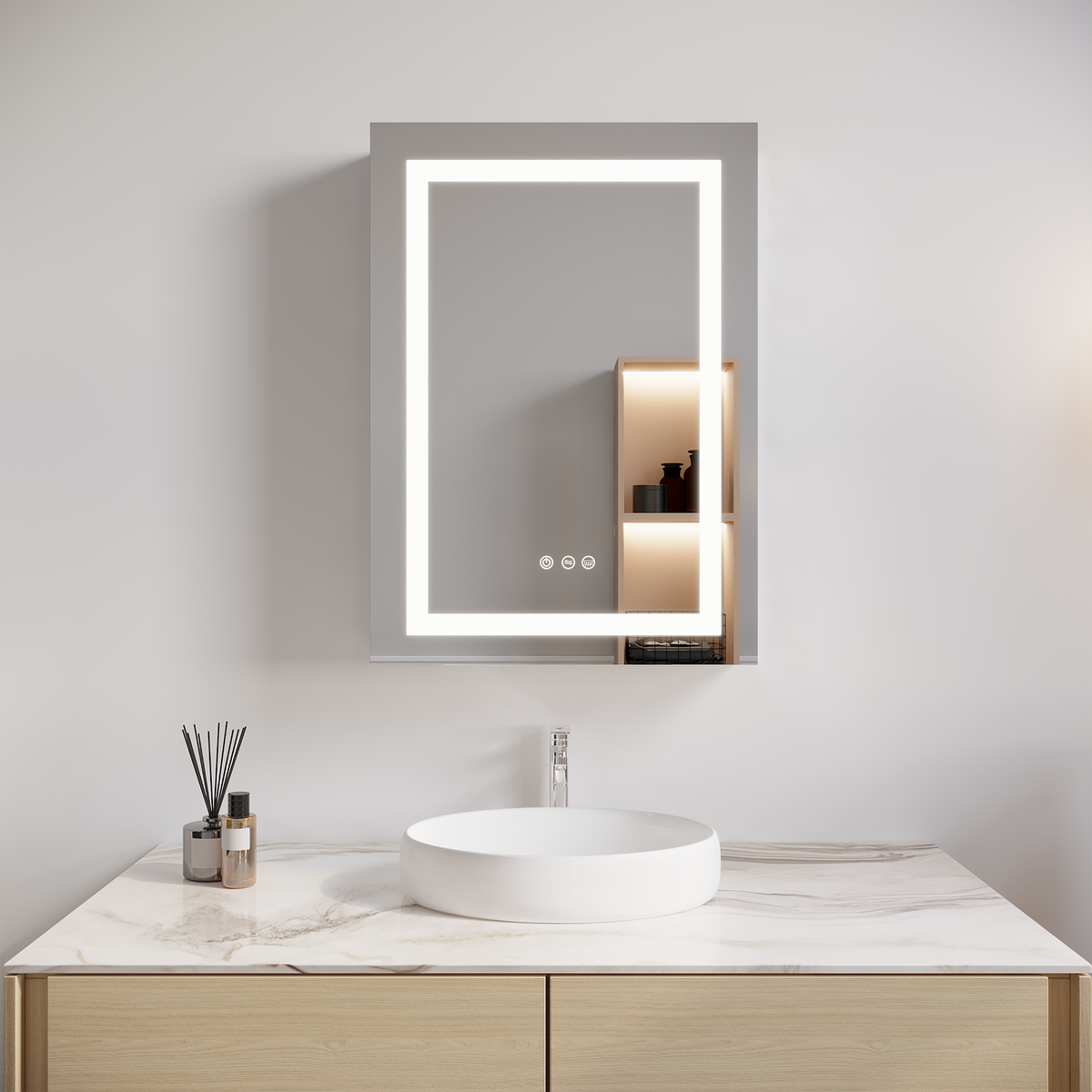 26x20 Inch Bathroom Medicine Cabinet with LED Mirror