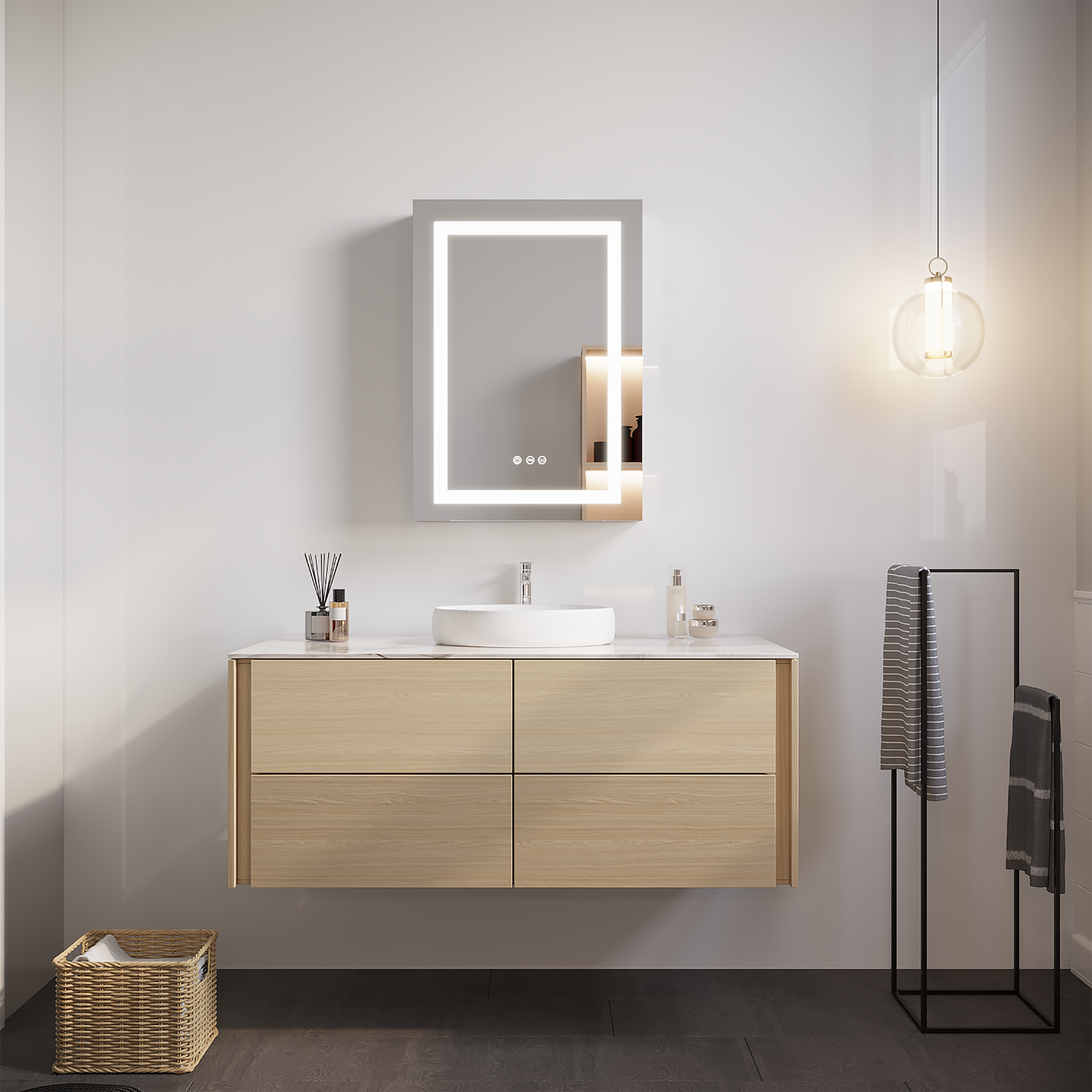 26x20 Inch Bathroom Medicine Cabinet with LED Mirror