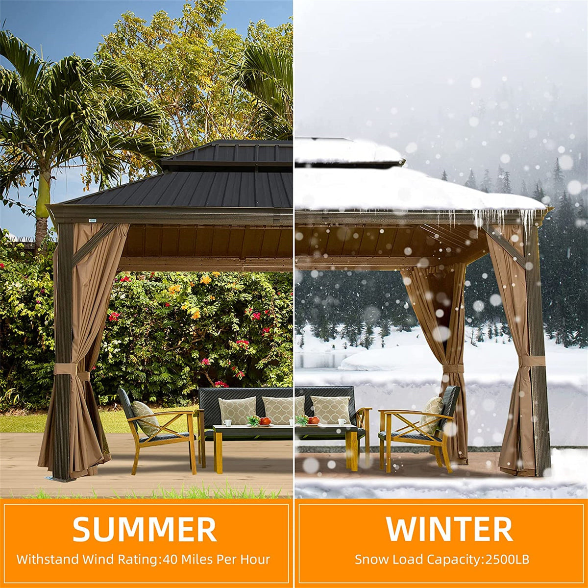 10' X 12' Hardtop Gazebo Outdoor Aluminum Gazebo