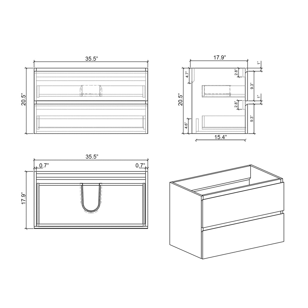 Alice 36" Wall Mount Cabinet Without Basin