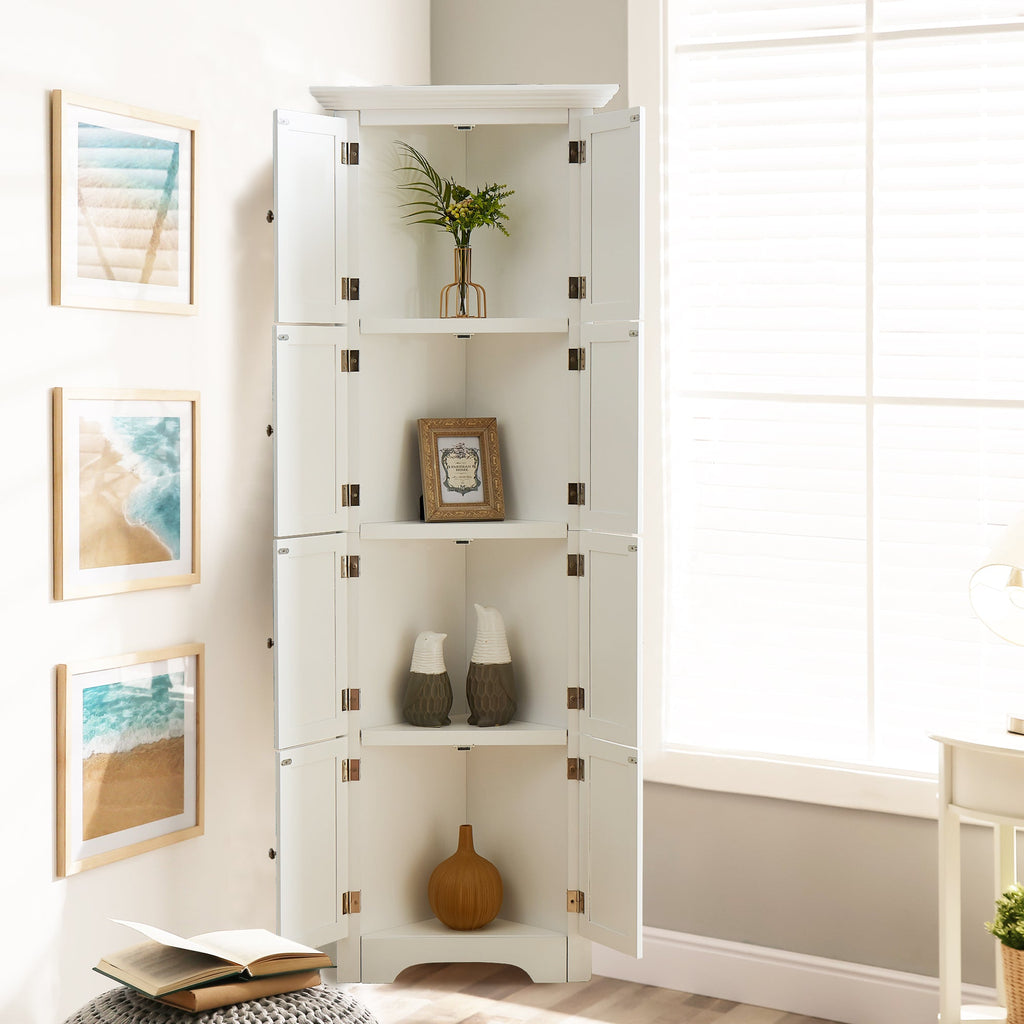 Tall Storage Cabinet with Doors and 4 Shelves