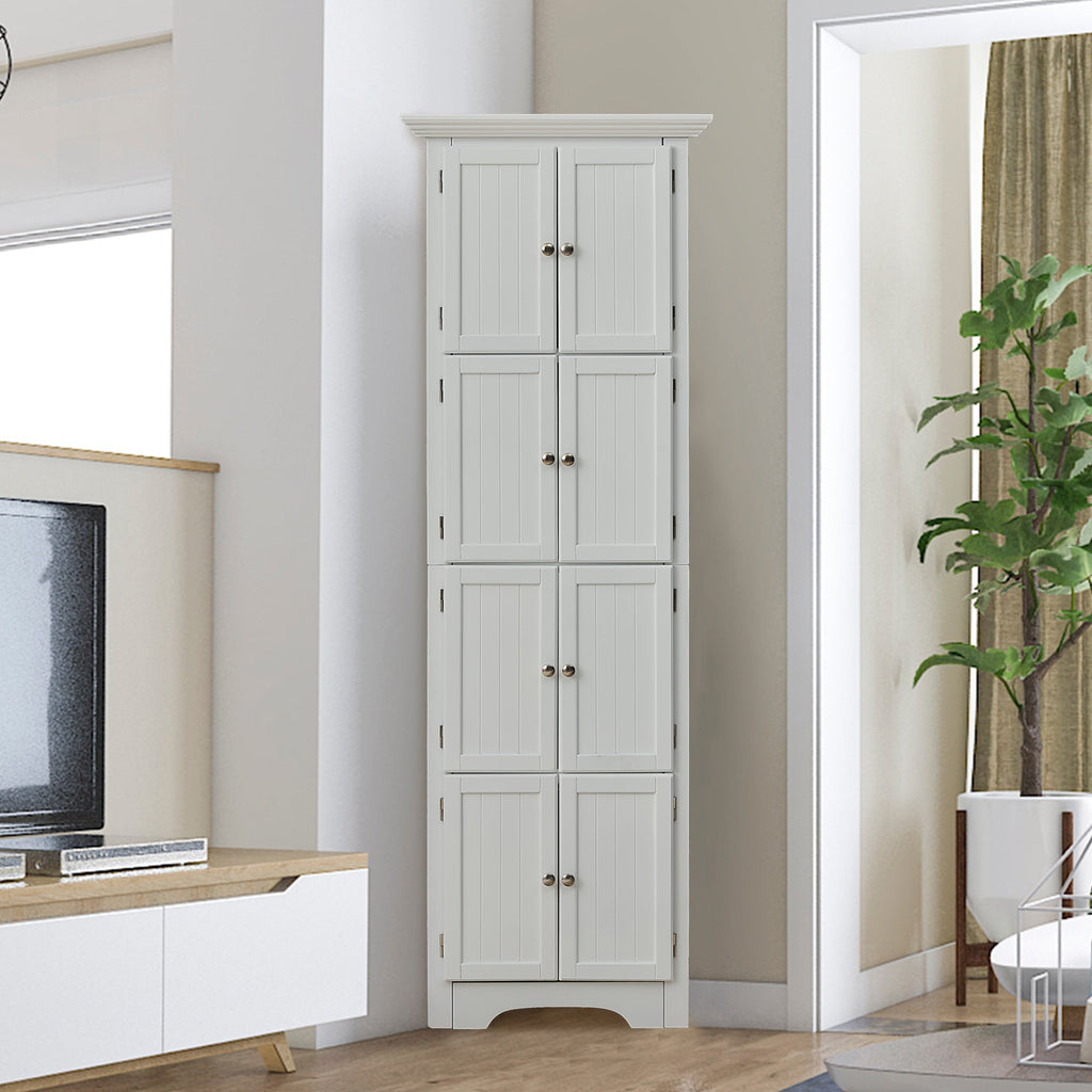 Tall Storage Cabinet with Doors and 4 Shelves