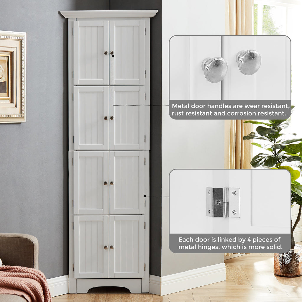 Tall Storage Cabinet with Doors and 4 Shelves