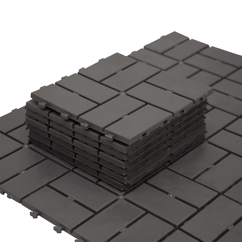 Patio Interlocking Deck Tiles, 12"x12" Square Composite Decking