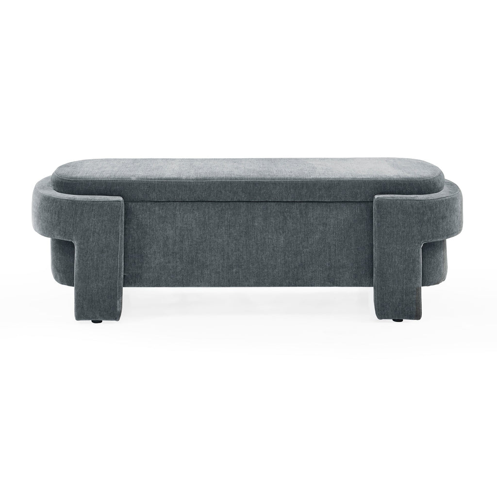 Chenille Upholstered Bench with Storage