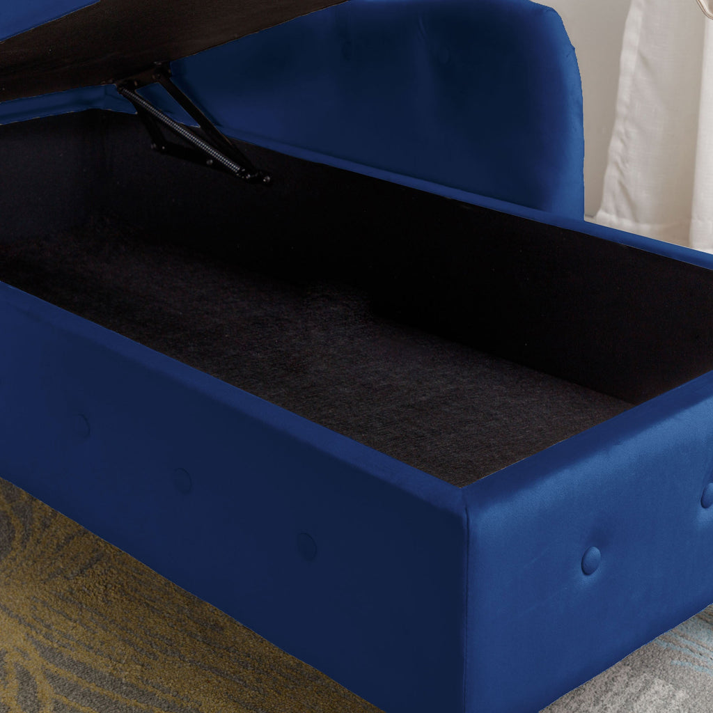 Navy Velvet Storage Chaise Lounge