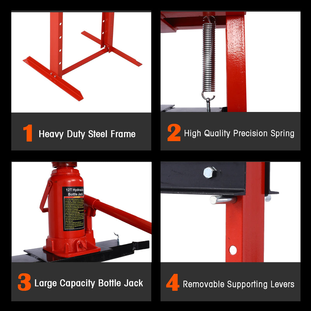 Hydraulic Shop Press - 12-Ton Capacity & Adjustable Height