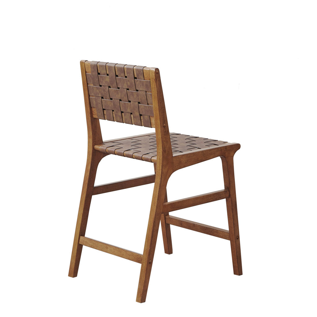 Faux Leather Woven Counter Stool 24"H