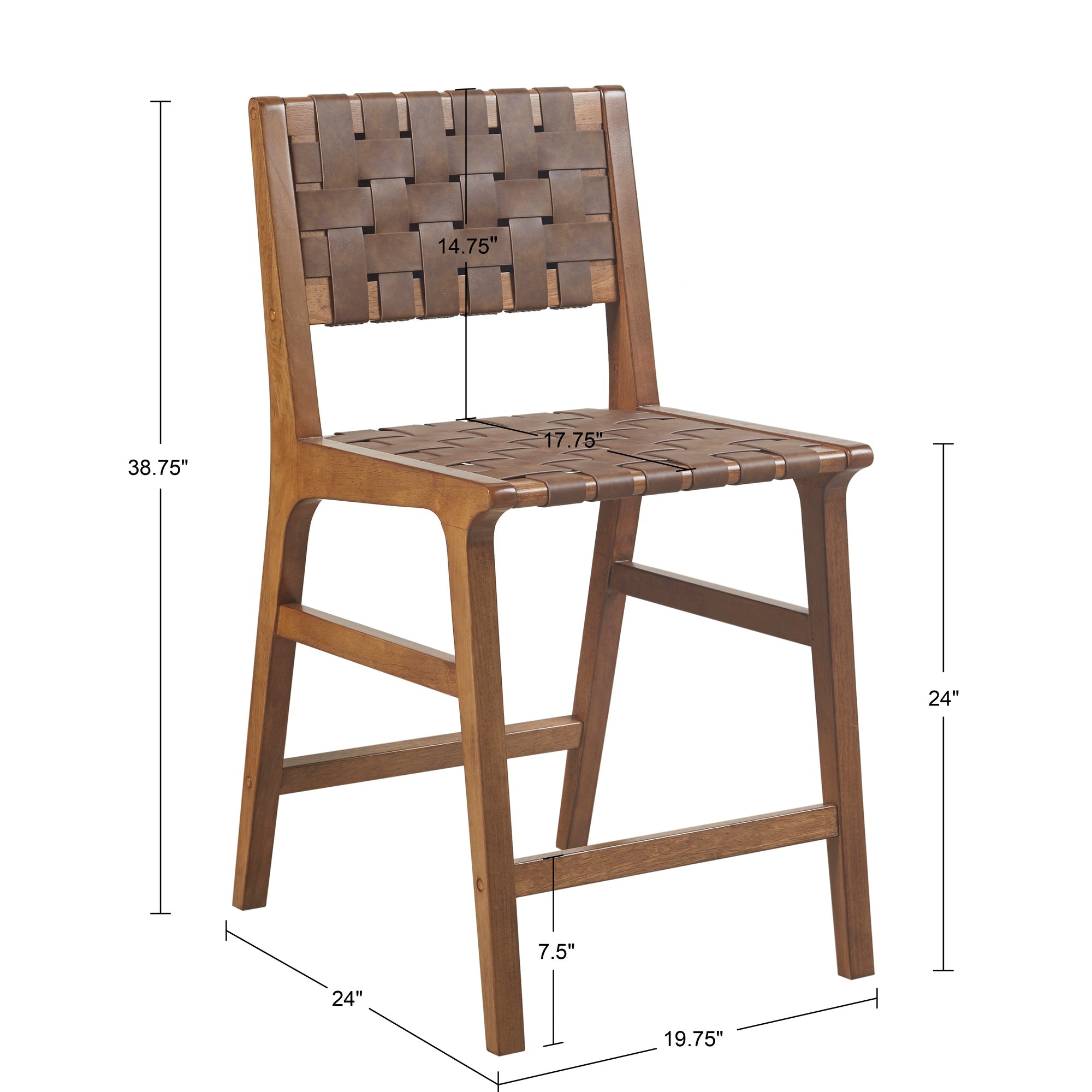 Faux Leather Woven Counter Stool 24"H