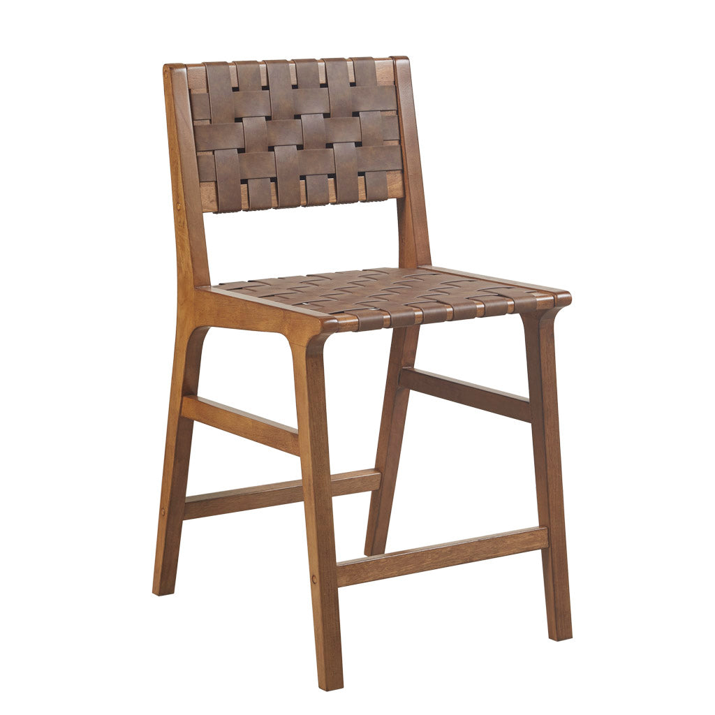 Faux Leather Woven Counter Stool 24"H