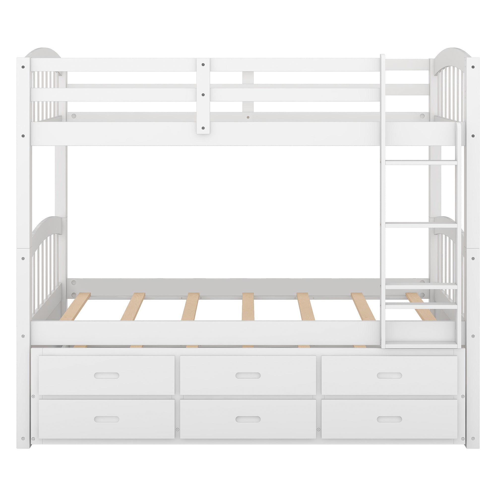 Twin Over Twin Wood Bunk Bed with Trundle and Drawers