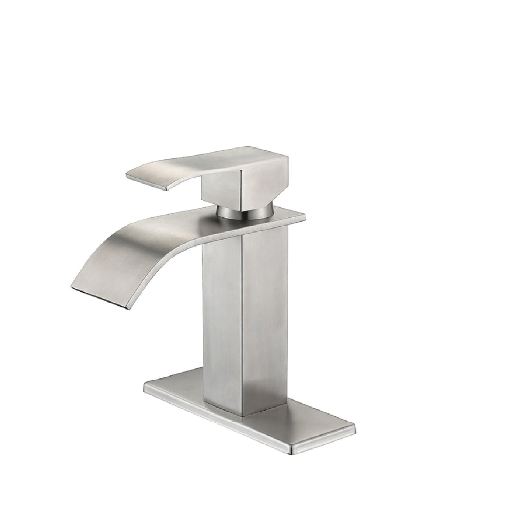 Waterfall Spout Bathroom Faucet - Single Handle Bathroom Vanity Sink Faucet