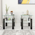 Set of 2 Modern Tempered Glass Tea Tables