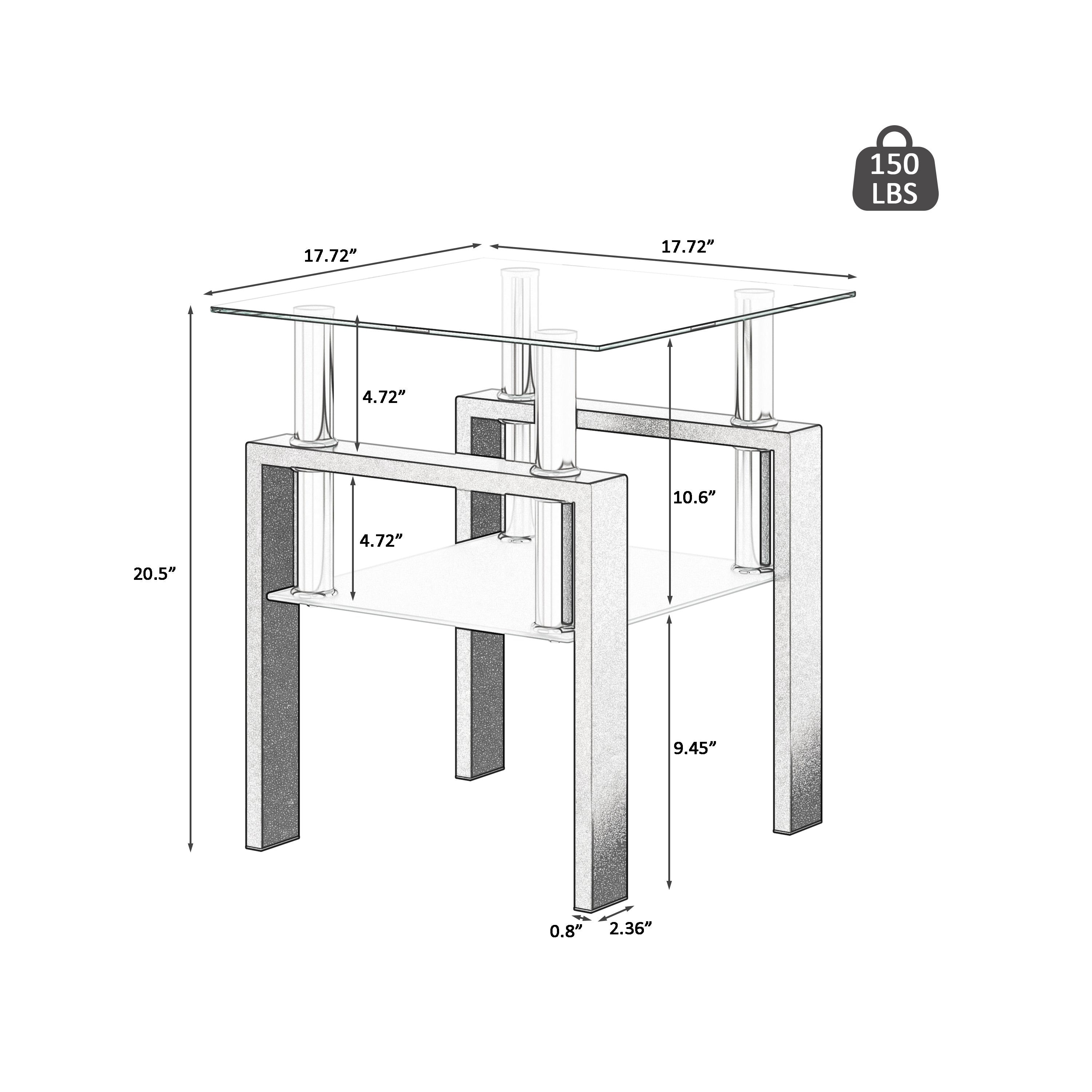 Set of 2 Modern Tempered Glass Tea Tables