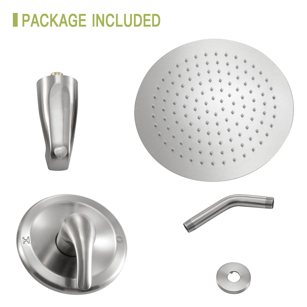 10" Round Rain Shower Head System with Waterfall Tub Spout