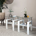 Set of 2 Modern Tempered Glass Tea Table