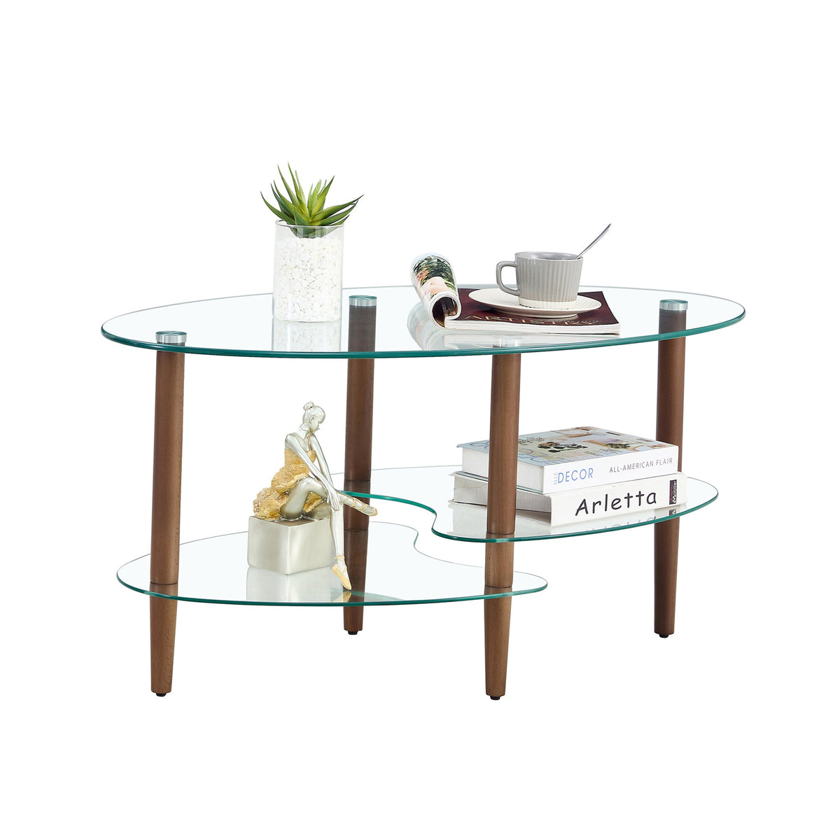 Transparent Oval Glass Coffee Table