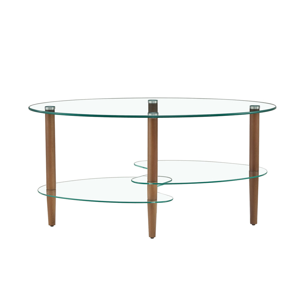 Transparent Oval Glass Coffee Table