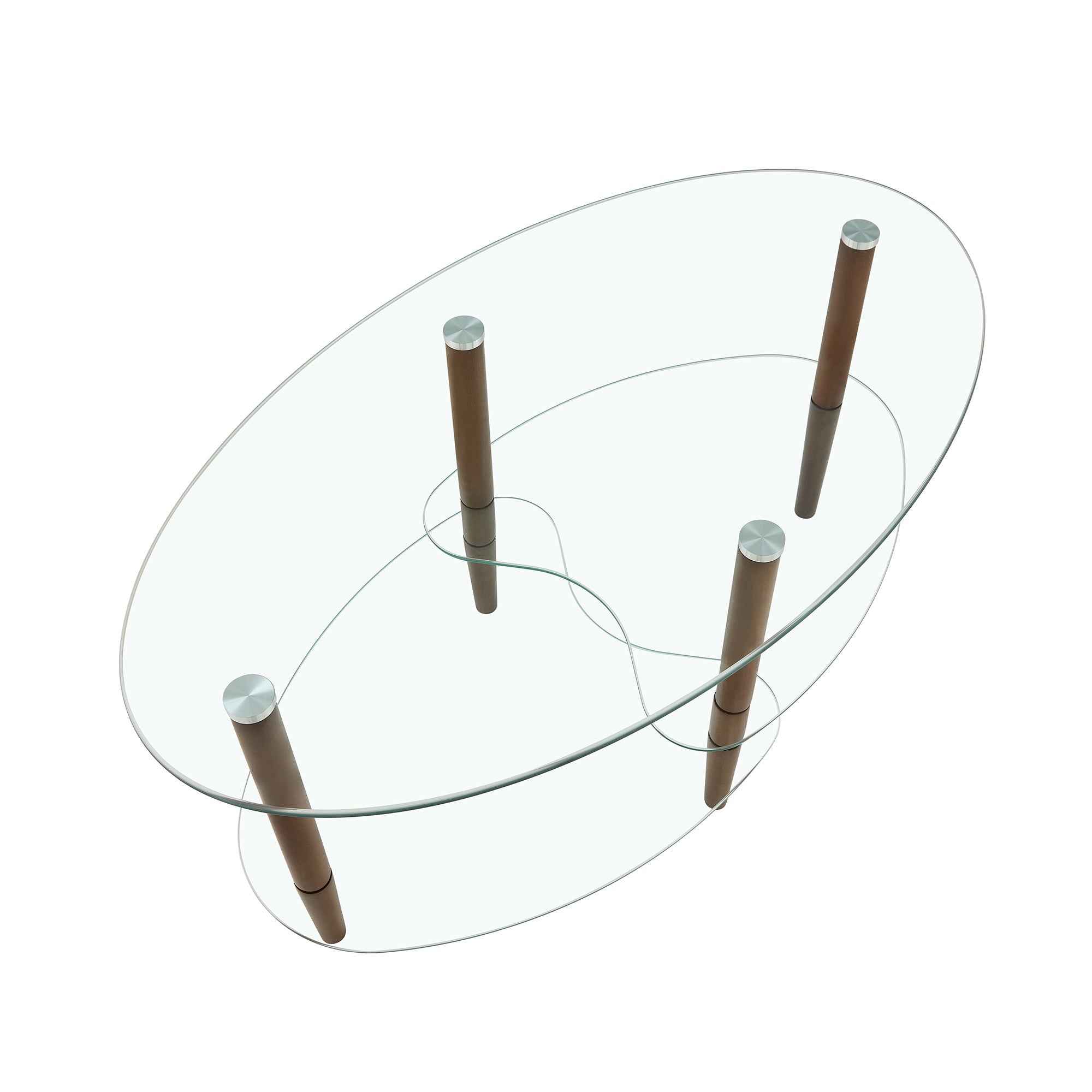 Transparent Oval Glass Coffee Table