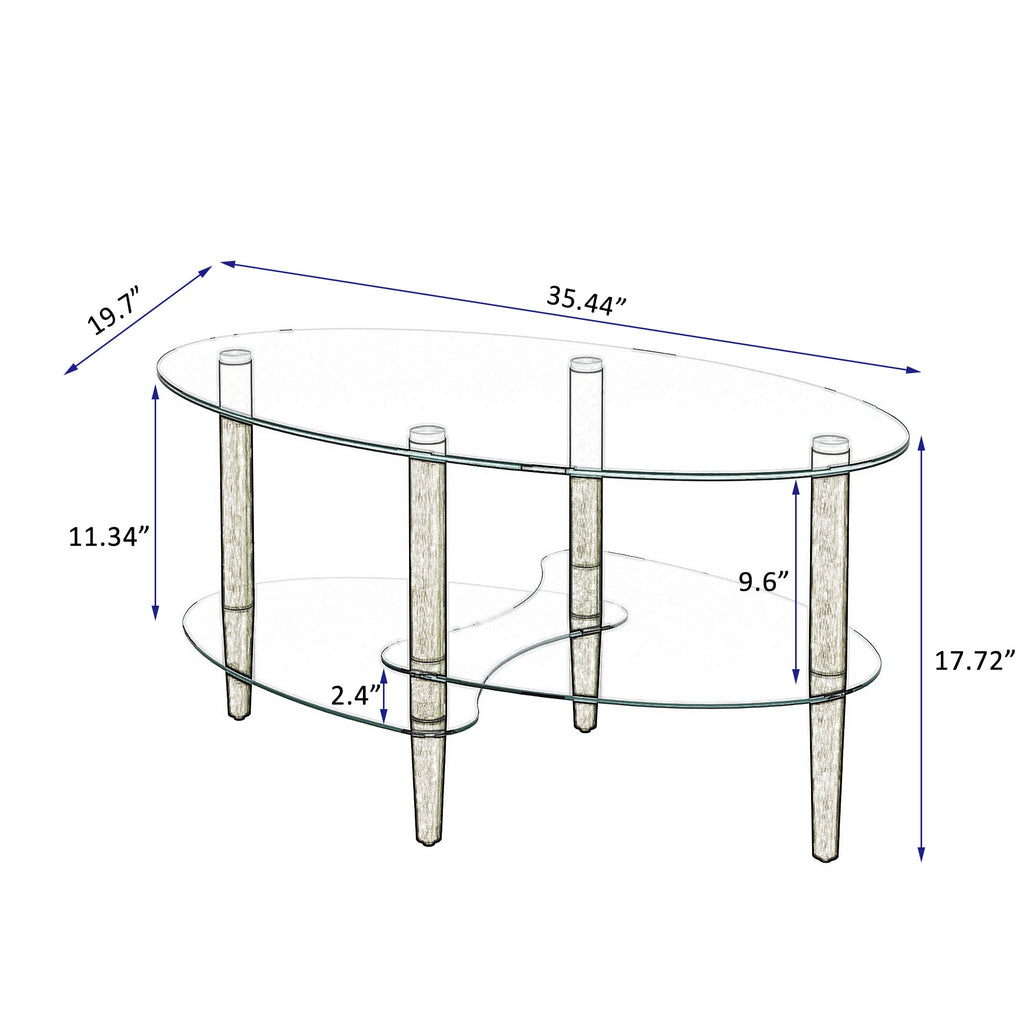 Transparent Oval Glass Coffee Table