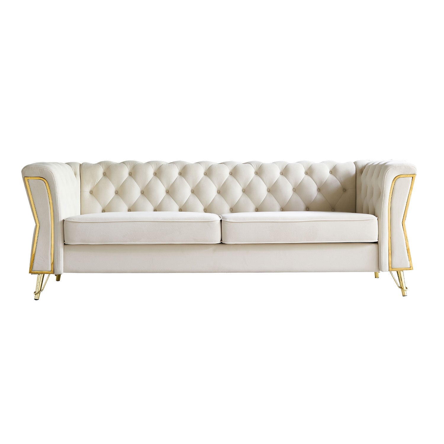 Modern Tufted Velvet Sofa 87.4 Inch for Living Room