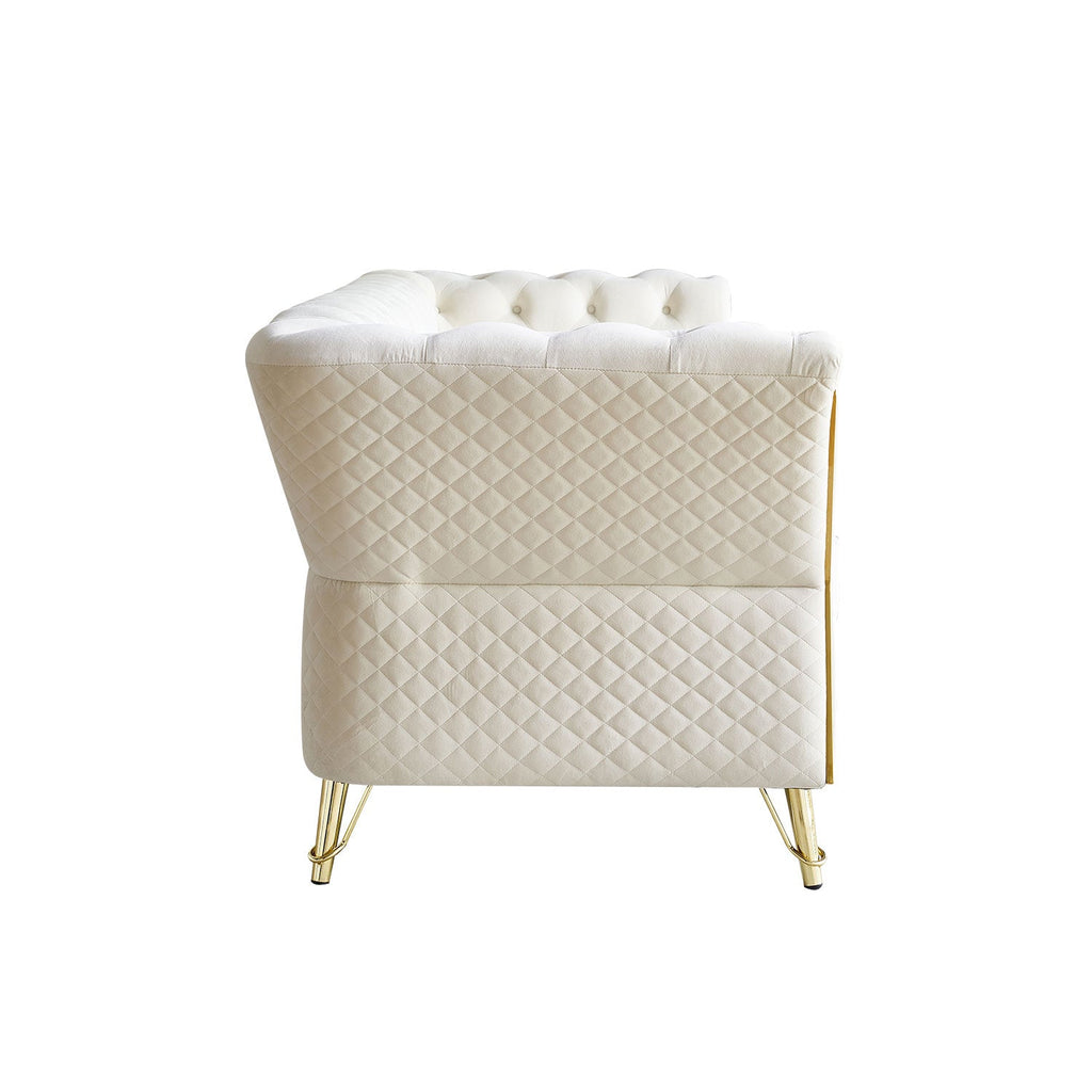 Modern Tufted Velvet Sofa 87.4 Inch for Living Room