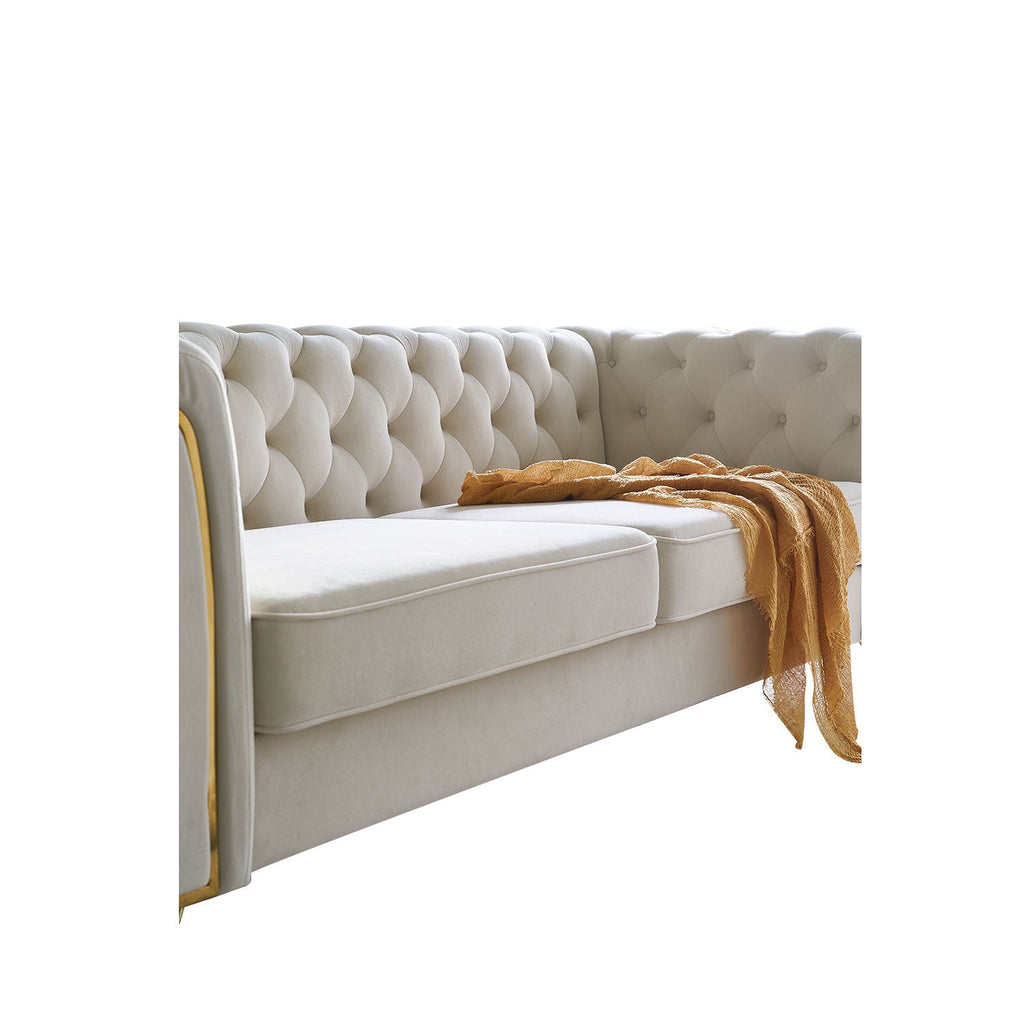 Modern Tufted Velvet Sofa 87.4 Inch for Living Room