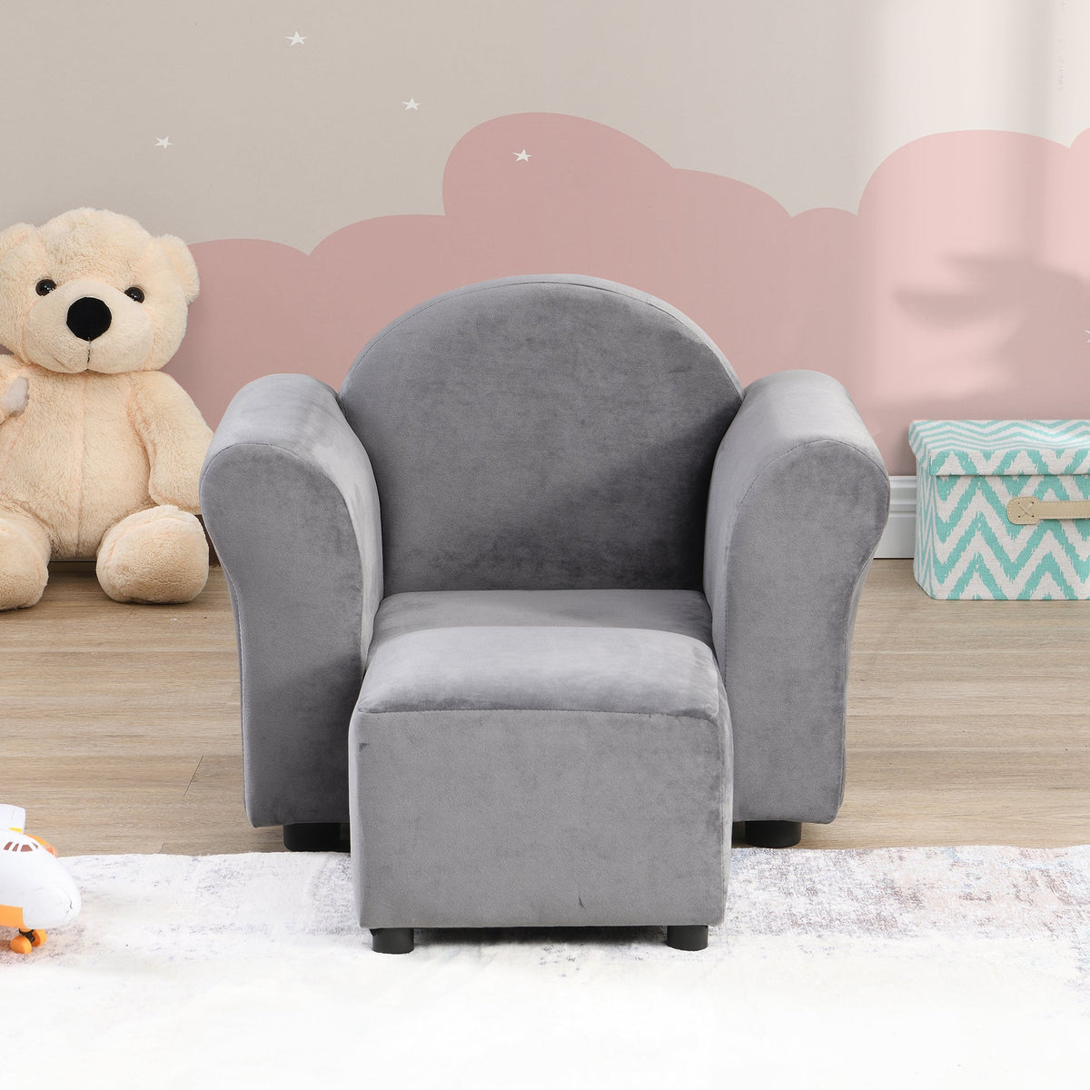 Kids Upholstered Chair with Ottoman