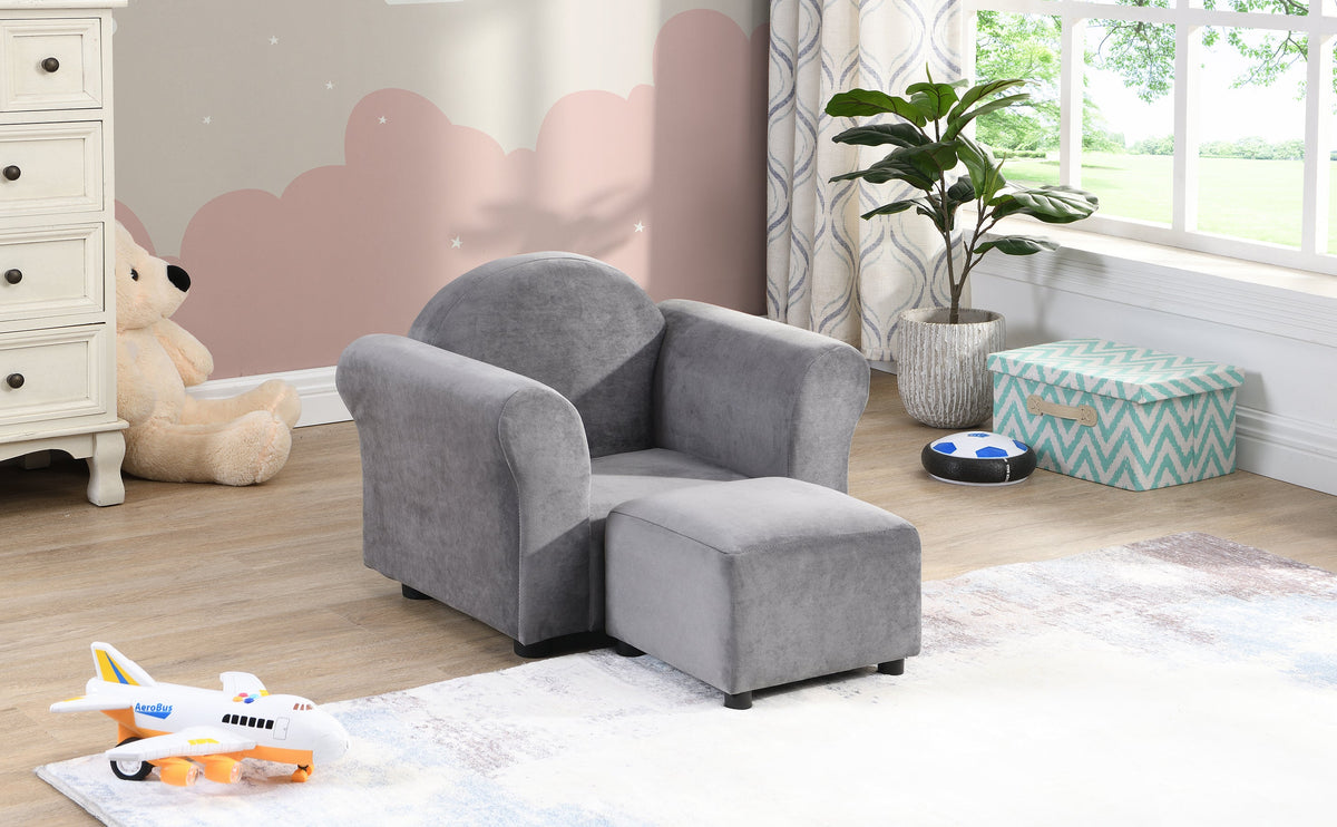 Kids Upholstered Chair with Ottoman