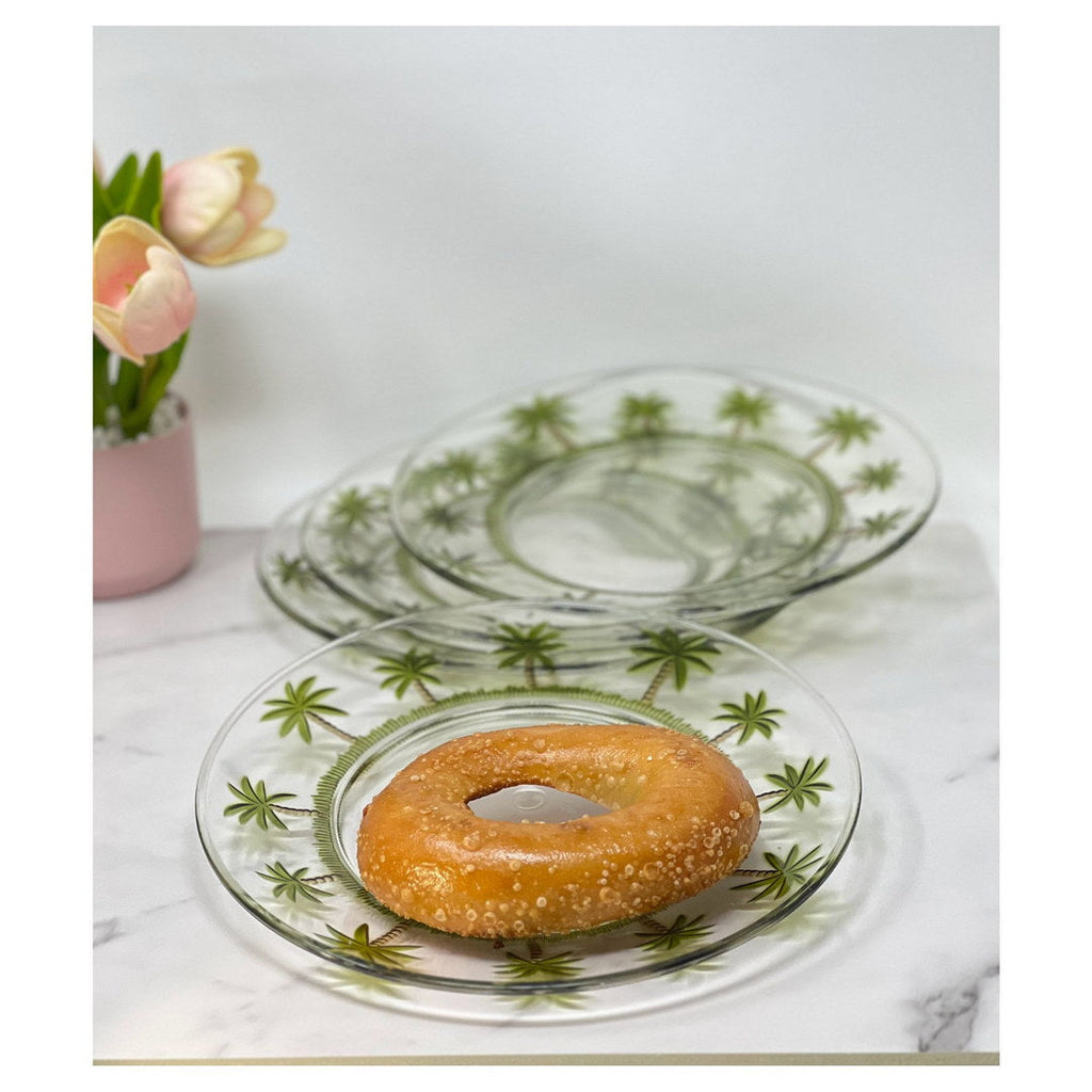 Palm Tree Design 9" Acrylic Dinner Plates Set of 4