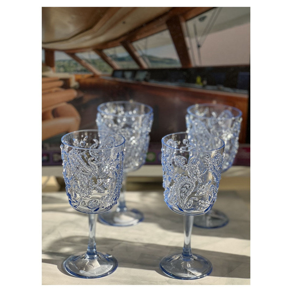 Paisley Plastic Wine Glasses Set of 4 (13 oz)