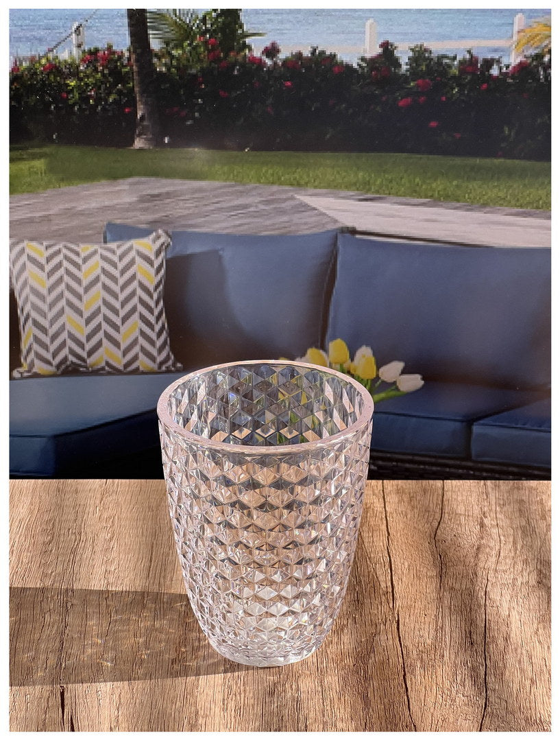 Diamond Cut Acrylic Glasses Drinking Set of 4 (12oz)