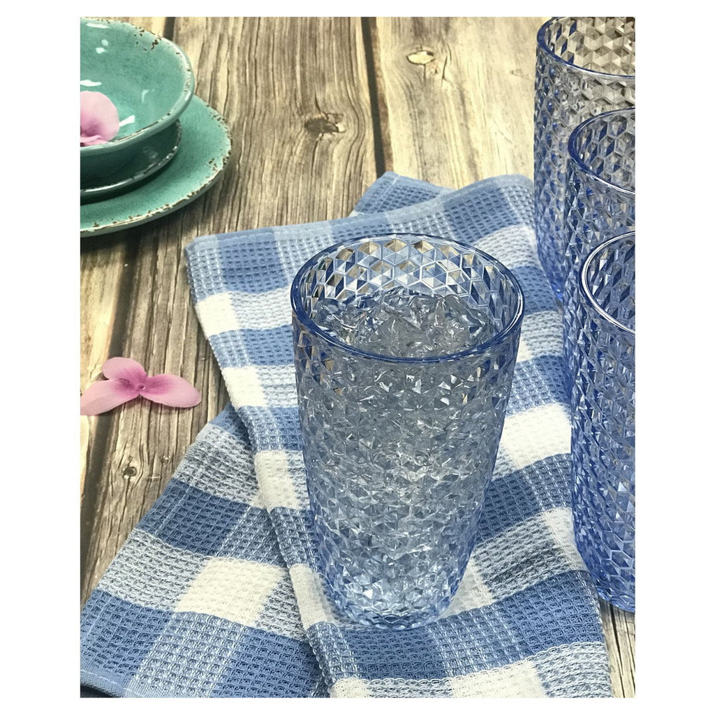 Diamond Cut Acrylic Glasses Drinking Set of 4 - 19oz