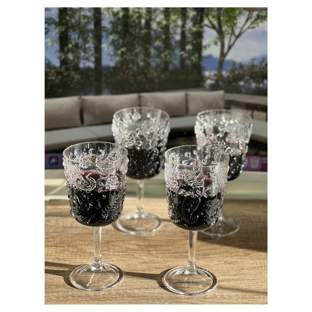 Paisley Plastic Wine Glasses Set of 4 (13 oz)