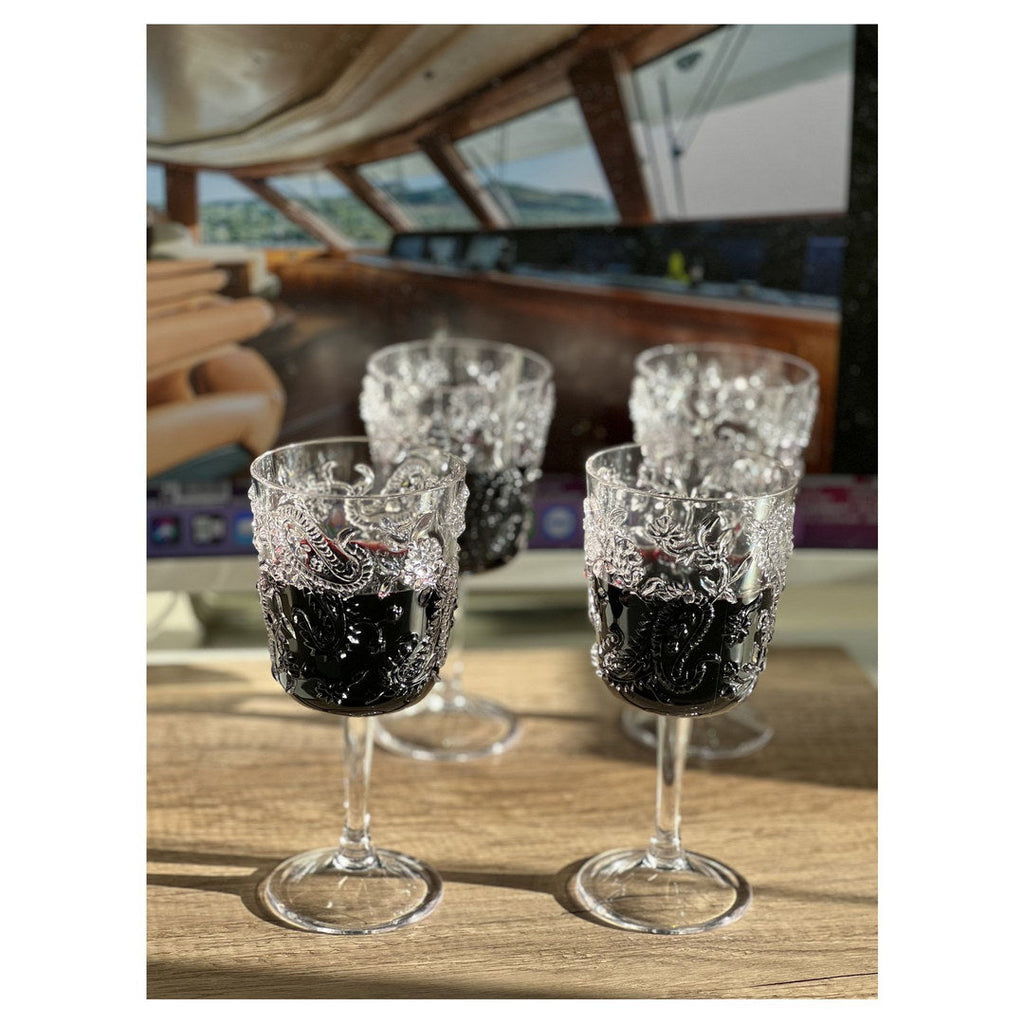 Paisley Plastic Wine Glasses Set of 4 (13 oz)