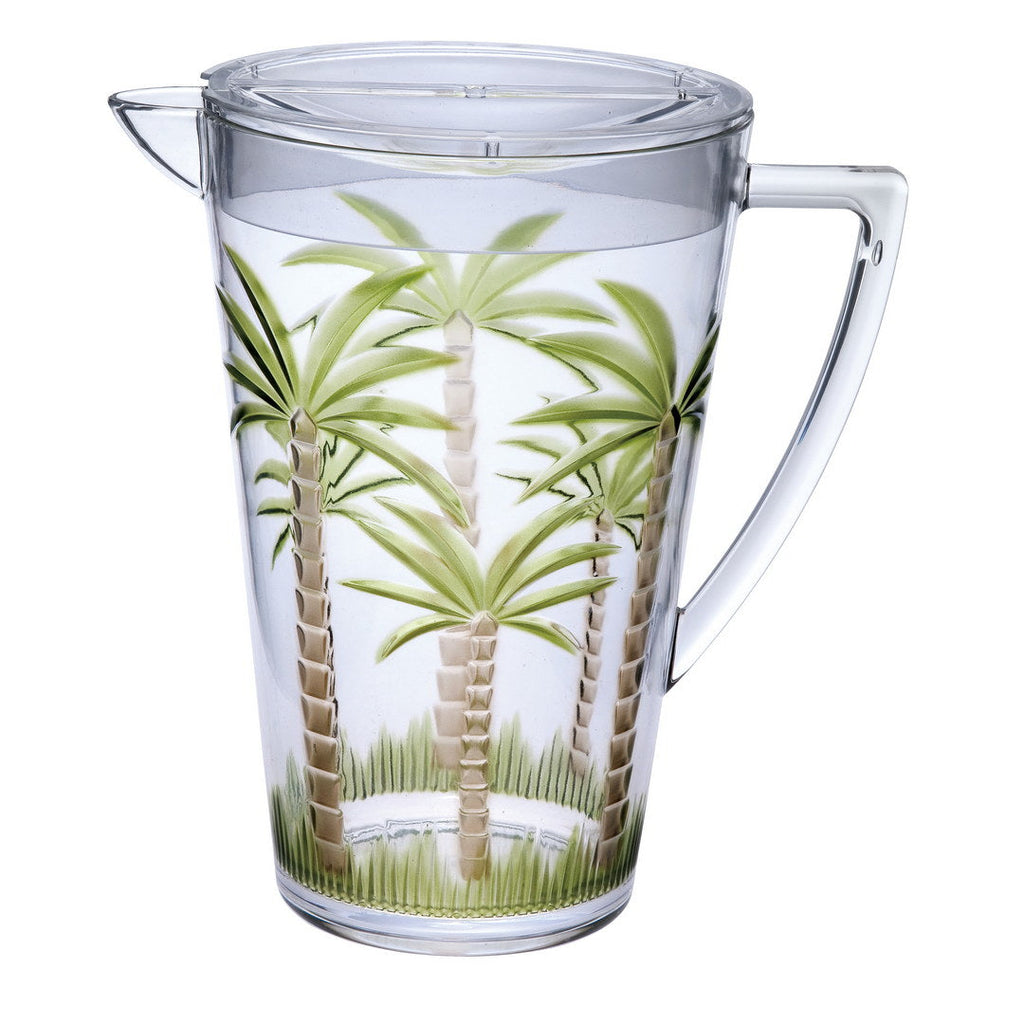 2.75 Quarts Water Pitcher with Lid - Palm Tree Design
