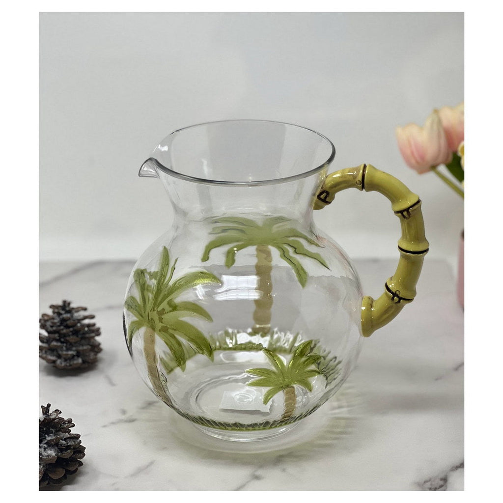 3 Quarts Water Pitcher with Lid – Palm Tree Design