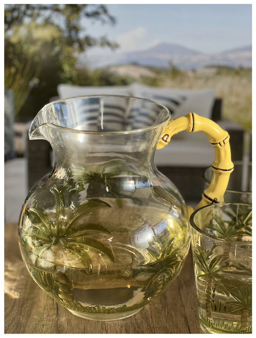 3 Quarts Water Pitcher with Lid – Palm Tree Design
