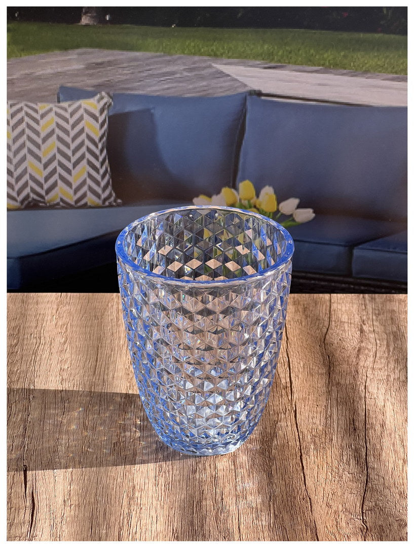 Diamond Cut Acrylic Glasses Drinking Set of 4 (12oz)