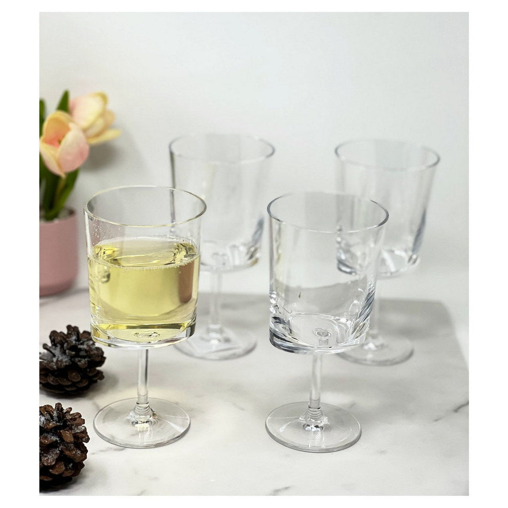 Oval Halo Plastic Wine Glasses Set of 4